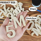 124-pc 2  Unfinished Wooden Letters And Numbers For Crafts Diy Painting And Lear