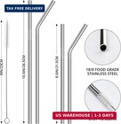 12 Pack Reusable Stainless Steel Metal Straws  3 Straight   3 Bent 10 5 Inch And