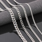 7-30  Stainless Steel Silver Cuban Curb Chain Necklace Mens Womens 3 5 7 9 11mm