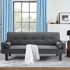 72  Futon Sofa Bed Upholstered Folding Couch Modern Twin Size Removable Armrests