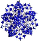 Wedding Bridal Big Crystal Rhinestone Bouquet Brooch Pin For Women Blue Flowe   