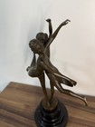 Bronze Ballerina Statue Female Dancer Sculpture Women Marble Art Figurine Lady s