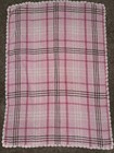 Carters Baby Girls Pink Brown Blanket Plaid Chenille White Scalloped Edge Lovey