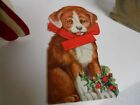 Vintage  Flocked Christmas Greeting Card Lot Santa Claus Pony Bear Mouse