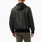 Men s Genuine Sheepskin Black Leather Hooded Bomber Jacket Winterwear