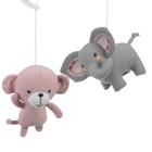 Bedtime Originals Twinkle Toes Musical Baby Crib Mobile - Pink  Gray  Animals