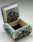 Rare Vintage Middle Eastern Handcarved Bovine Bone Hand Painted Mini Trinket Box