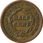 1851 Braided Hair Half Cent