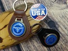 New Rare Vintage 1970s Ford Maverick Genuine Leather Key Chain Ring Fob Nos