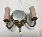 Pair Antique Brass Wall Sconce Mirror Light Fixtures Candelabra Vtg Old 1787-23b