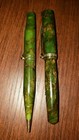 1930s Wahl Eversharp Equi-poised Gold Seal Junior Brazilian Green Pen Set