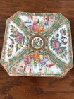 Antique Rare Octagonal Chinese Rose Medallion Plate Pair 6 25    Small Chip