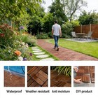 12x12 Acacia Wood Interlocking Deck Tiles 10-pack Easy Installation For Patio