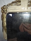 Antique Victorian Gesso Wood Dresser Vanity Mirror Beveled Ornate Floral Crest 