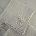 Vintage Fine Linen Napkins Hand Embroidered Ladder Work Hems Set Of 6