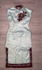Vintage Chinese Cheongsam Qipao Traditional Satin Size Medium Embossed Flower