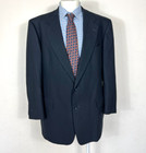 Hart Schafner Marx Suit 2 Piece Black Striped Jacket 42l Pants 36x31 Nice