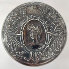 Antique Glass Dresser Jar Sterling Top Cut Crystal Engraved    rc    Fancy Script 4 