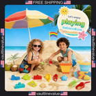 Kids Foldable Beach Bucket And Shovel Set 20pcs Sand Toys With Molds