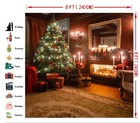 8x8ft Christmas Tree Fireplace Photography Background Xmas Gifts Wood Floor