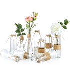 Clear Glass Bud Vase In Bulk  10pcs Assorted Decorative Glass Bottles With Ro   