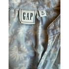 Gap Womens Xl Blue White Daisy Floral Cotton Split Neck Long Sleeve Blouse Top