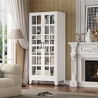 71  H Glass Storage Cabinet With 2 Doors And 4 Adjustable Shelves
