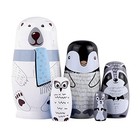 5pcs Russian Matryoshka Dolls Handmade Wooden Penguin Nesting Dolls Polar Bear