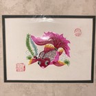 2 Vtg Chinese Handcut Art  Multi-colored Fish Design Matted Ready To Frame 8x10   