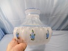 10  Hand Painted Clear   Clear Satin Glass Aladdin Style Lamp Shade - Blue Roses