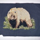 Needlepoint Art Brown Bear On Black Canvas Unframed Finished Project