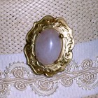 Hatpin With Pink Quartz Cabochon On Gold Finish Setting - Victorian Style