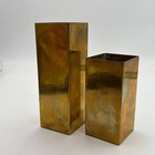 Vintage Mcm Solid Brass Graduated Cylinder Candlestick Holders Set Of 2 Signed