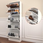 5 Tiers Shoe Organizer  Shoe Cabinet Storage With Full Length Mirror  Warm White
