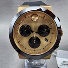 Movado Bold Fusion Chronograph Watch Men 44mm Gold Dial Gold Tone Daydate