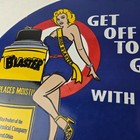 Vintage Lubricant Sign - Pin Up Trouble Shooter Porcelain Gas Service Sign