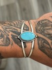 Sterling Silver Native American Sw Turquoise Braided Stacker Cuff Bracelet  925