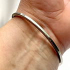 Vtg Mexico Alpaca Silver Hinged Bracelet Black Floral Abalone Inlay Adult Size