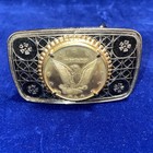 Vintage Western Belt Buckle Eagle   Stars In God We Trust Coin