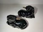 Vtg Lot Of 2 Porcelain Ceramic Unicorn Black Figurine With Gold Paint Accents 6 