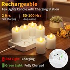 6 Pcs Rechargeable Flickering Flameless Led Tea Lights Timer Charging Base