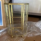 Glass With Brass Hanging Curio Cabinet Vintage Display 3 Shelf 7   mirrored Back