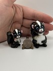 Vintage Japan Bone China Skunk Miniature Figurine Pair Trinkets Repaired    