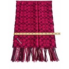 Coach Reversible Scarf Red Black Plaid Signature C Fringe Trim Muffler Wrap