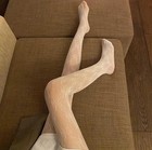 New Collection White Floral Print Tights One Size