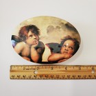 Vintage Oval Tin Raphhael Cherubs Angels Trinket Gift Box 4 3x3 5x1  Valentine s