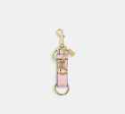        Coach Trigger Snap Bag Charm Signature Canvas Cau86 Powder Pink Key Ring New