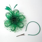 Elegant Tea Party Fascinator Hat For Women - Flower Mesh Headband  Green