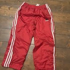 Adidas Vintage Kids Red 3-stripe Track Pants   Youth L  Y2k Nylon Warm-up Pants
