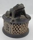 J  E  Stevens Frog On Round Base Mechanical Bank 1872